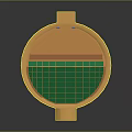Modern 3D Circular Structure Model With Green Surface Orange Frame And White Base
