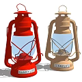 SUNNYLITE Red And Gold Kerosene Lanterns With Glass Shades And Metal Frames
