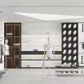 Modern Clothing Store Interior With Mannequins Clothing Racks And Display Shelves