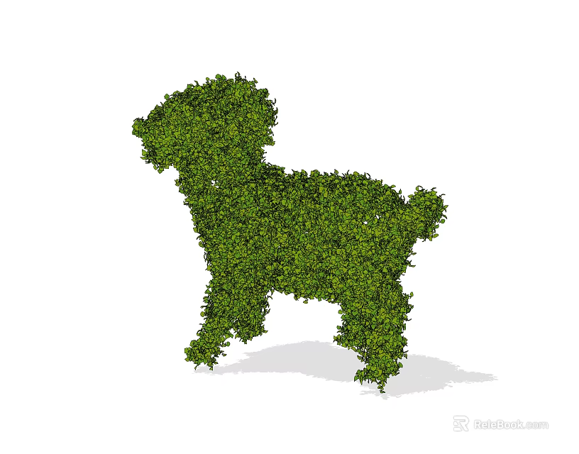 Green Leafy Shaped Bush with Dog Figure Design for Outdoor Garden Decoration 3d model 