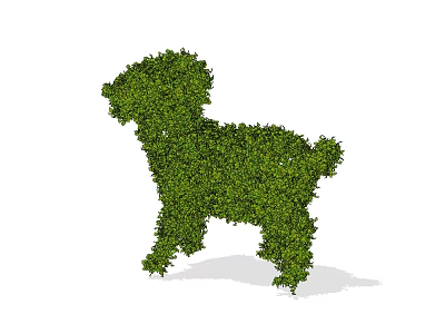Green Leafy Shaped Bush with Dog Figure Design for Outdoor Garden Decoration 3d model