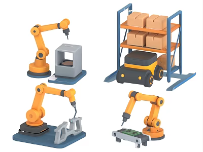 Mechanical watch production line industrial robot production line intelligent factory assembly line 3d model
