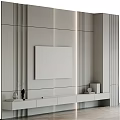 Modern Minimalist TV Wall Design With Wooden Panels Wall-mounted TV And White Console