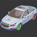 White Sedan Car with Social Alex Logo Black Roof and White Wheels