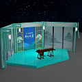 Chinese Style Photo Check In Spot Featuring Blue Stage Landscape Paintings And Lanterns