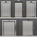 Modern Elevators In Public Facility With Multiple Units And Sleek Metal Design