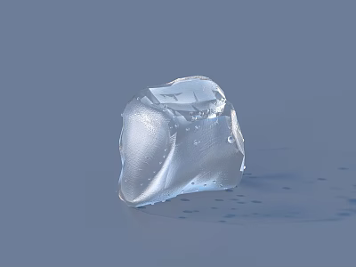 Transparent Ice Cube As Daily Life Product With Water Droplets On Gray Background 3d model