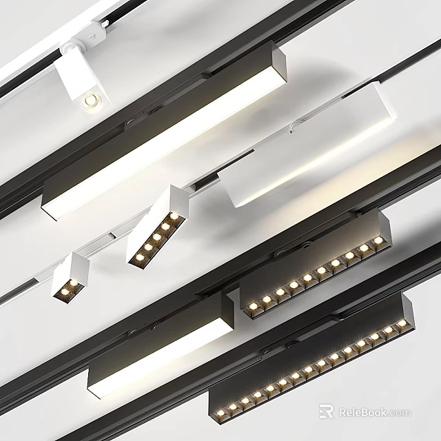 Modern Track Mounted Recessed Spotlights With Bright Lighting And Sleek Design 3d model 