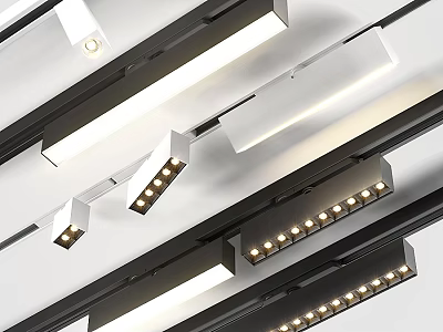 Modern Track Mounted Recessed Spotlights With Bright Lighting And Sleek Design 3d model