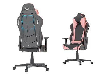 Ergonomic Black And Pink Gaming Chair With High Back LED Lights And Adjustable Armrests 3d model
