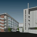 Modern School Simple Primary School 3d model