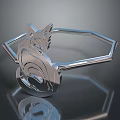 Silver Ring With Fox Head And Spiral Design Metallic Shiny Finish 3d model