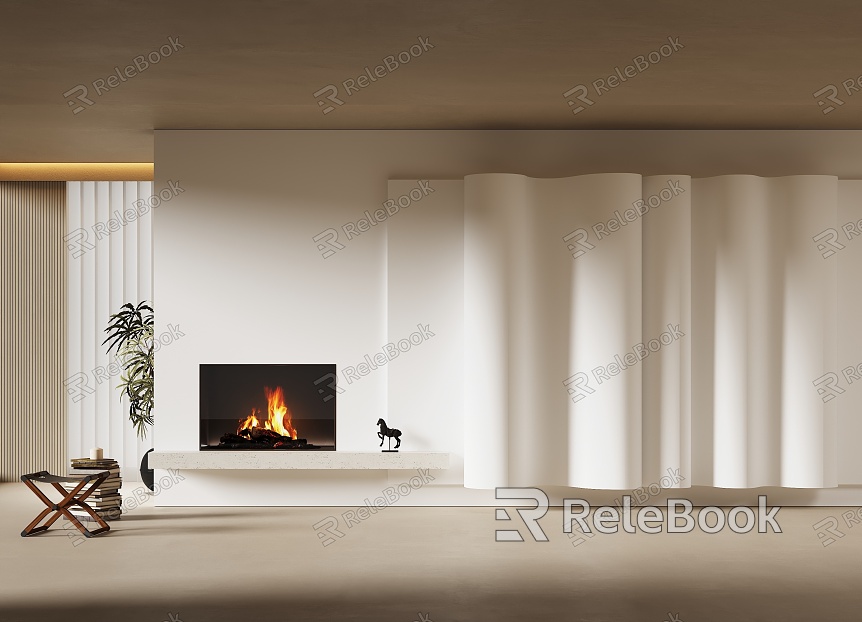 Modern Fireplace Decorative Fireplace Wavy Wall model