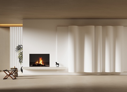 Modern Fireplace Decorative Fireplace Wavy Wall 3d model