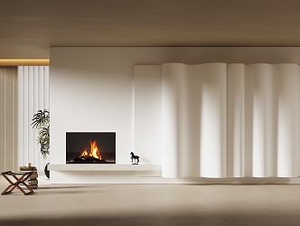 Modern Fireplace Decorative Fireplace Wavy Wall 3d model