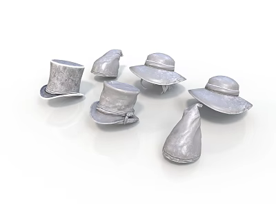 Silver Hat Shaped Daily Living Accessories With Various Styles And Designs 3d model