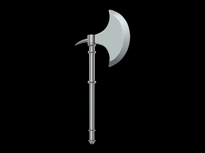 Metal Battle Axe With Sharp Head And Long Polished Handle Design 3d model