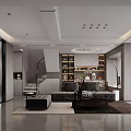 Modern Living Dining Room Interior With Sofa Dining Table TV Wall And Ceiling Light 3d model