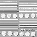 Crown Molding Decorative Designs With Various Ornate Patterns And Rosette Accents