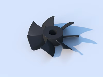 Black Plastic Fan Blade Component For Household Appliances With Round Center Hole 3d model