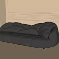 Unconventional Shape Gray Sofa With Plush Cushions In Modern Living Room With Wall Molding