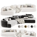 Stylish Sectional Sofa With Plush Pillows And Throw Blanket In Multiple Colors