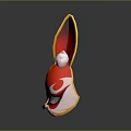 Red Rabbit Ear Mask With Yellow Heart And White Decorations For Fashionable Costume