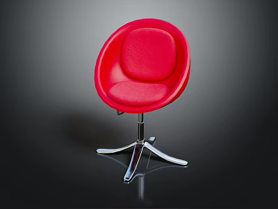 Playground Equipment Red Round Chair With Comfortable Cushion And Sturdy Metal Base 3d model