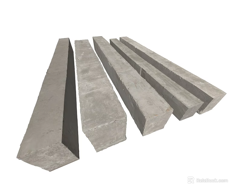 Multiple Concrete Columns With Rough Texture For Construction Projects 3d model