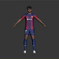 Men's Red And Blue Striped Jersey With Blue Shorts Socks And White Sneakers