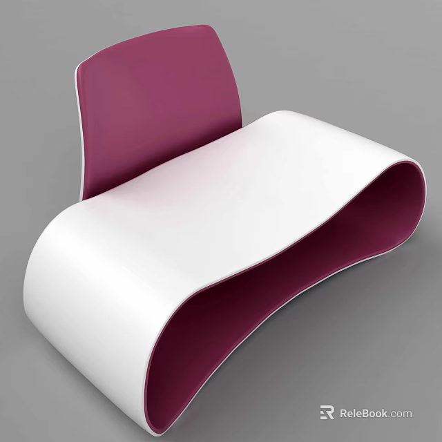 Modern Leisure Chair with Curved White Seat and Purple Backrest for Sleek Indoor Living Space 3d model 