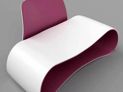 Modern Leisure Chair with Curved White Seat and Purple Backrest for Sleek Indoor Living Space 3d model