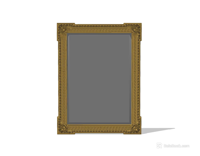 Vintage Decorative Mirror with Golden Ornate Frame and Intricate Carvings 3d model 