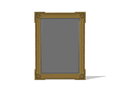 Vintage Decorative Mirror with Golden Ornate Frame and Intricate Carvings 3d model