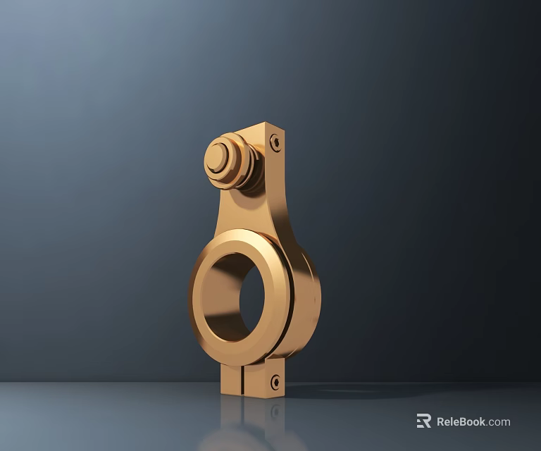 Golden Metal Sculpture Carving With Mechanical Part Design Circular Knob And Dark Background 3d model 