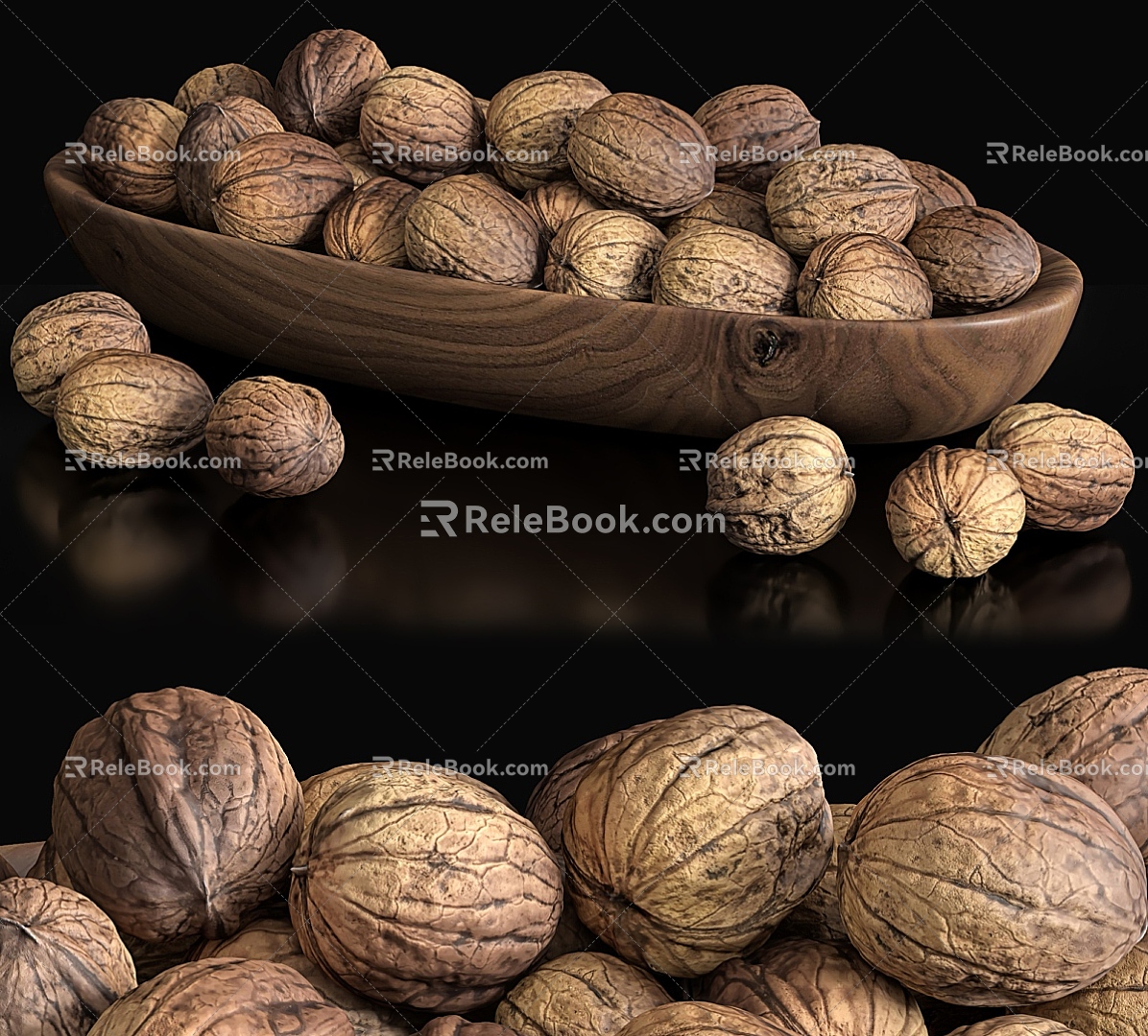 Realistic Walnut Modern Realistic Food Fruit Walnut Walnut Plate 3d model