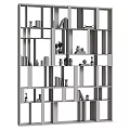 Modern Open Grid Shelving Unit with Books Vases and Decorative Items 3d model