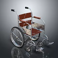 High Quality Medical Equipment Wheelchair With Metal Frame Brown Seat And Armrests