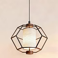 Modern Minimalist Pendant Light with Geometric Dark Metal Frame and Wavy Textured Lampshade