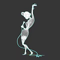 Elegant Woman In Purple Dress Dancing With Microphone And High Heels