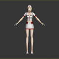 3D Nurse Character in White Uniform With Red Accents and Medical Hat Standing Pose