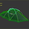 Green Husky Outdoor Camping Tent With White Support Poles And Mesh Design