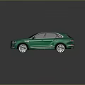 Green Bentley SUV Featuring Black Roof Silver Wheels Sleek Body Lines On Black Reflective Floor