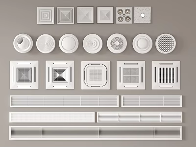Various Modern Air Conditioner Vents With Different Shapes And Designs For Home Interior 3d model