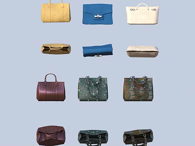 Fashionable Assorted Color Handbags And Luggage With Various Styles Quality Materials And Designs 3d model