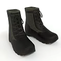High Top Black and Green Boots with Lace Up Design and Thick Rubber Sole for Outdoor Wear