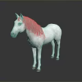 White Horse with Silver Mane Standing on Dark Background with Reflection 3d model