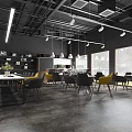 Public Office Space In Shenzhen Community Service Center With Wooden Ceiling And Chandeliers