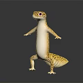 Cute Standing Lizard With Yellow White Spots On Dark Reflective Surface 3d model
