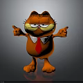 Orange Garfield Character With Red Tie White Collar And Outstretched Arms